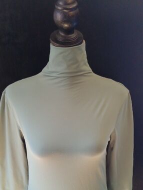 Armani Exchange Sage Green Turtleneck Long Sleeve Stretch Top Fitted Size S